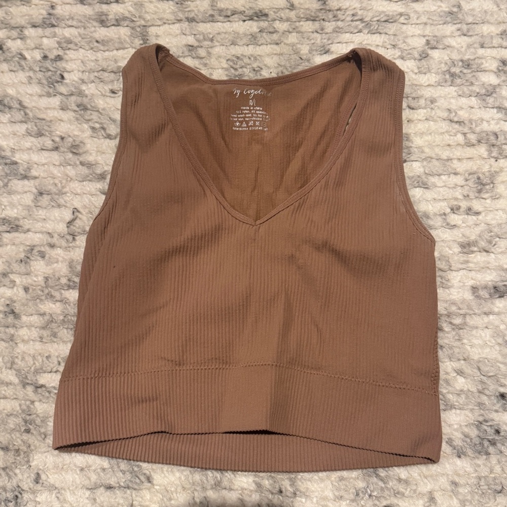 By Together Cropped Tank Brown Light Medium